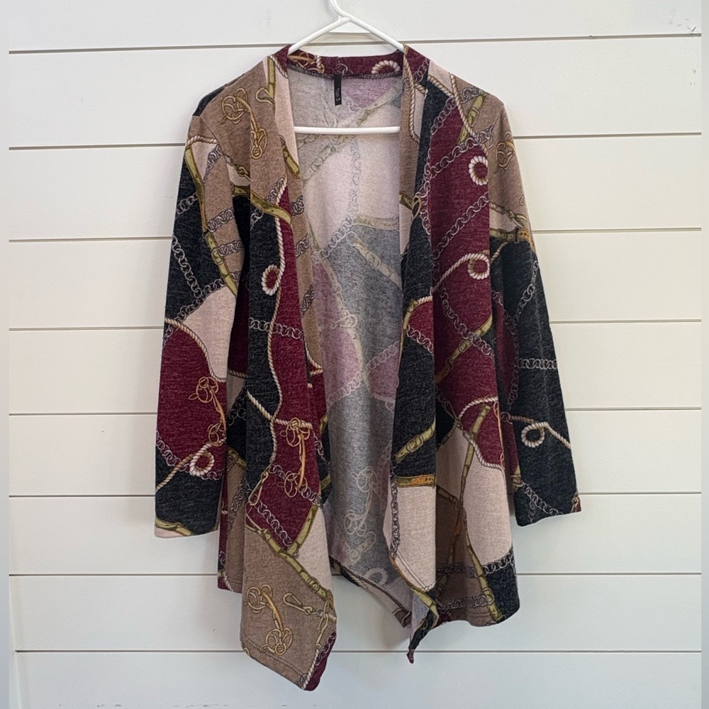 Elegant Patchwork Open Front Cardigan